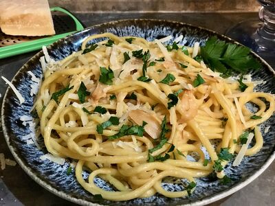 Bucatini Aglio e Olio with parmesan and parsley