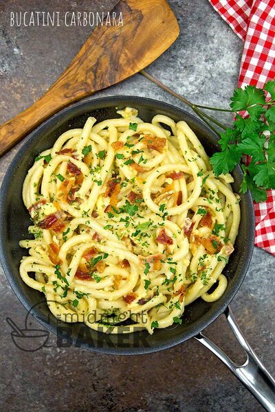 Bucatini Carbonara with crispy guanciale
